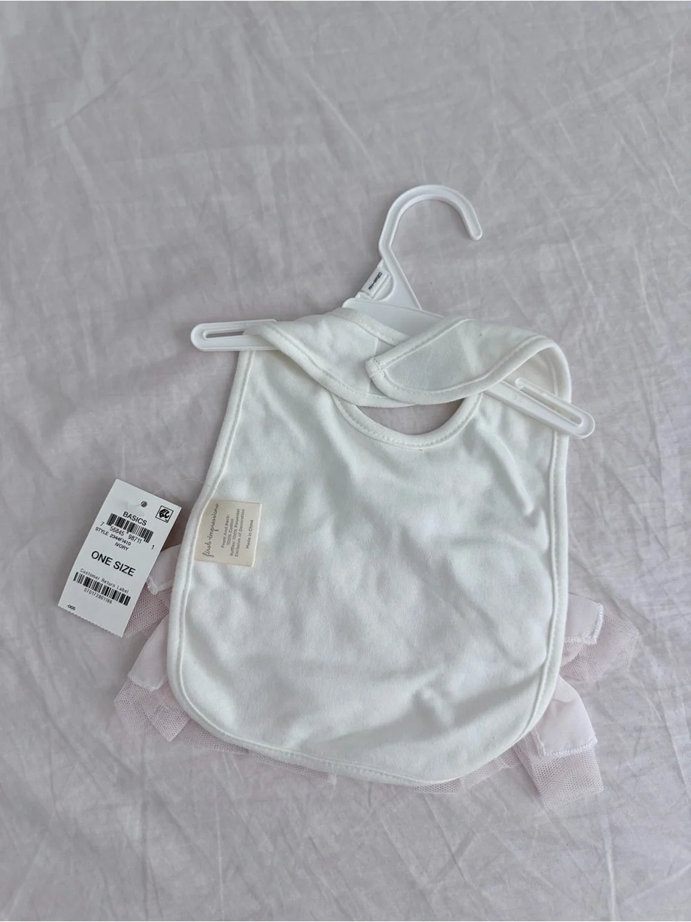 Baby Bib with Pink Bow Ruffles